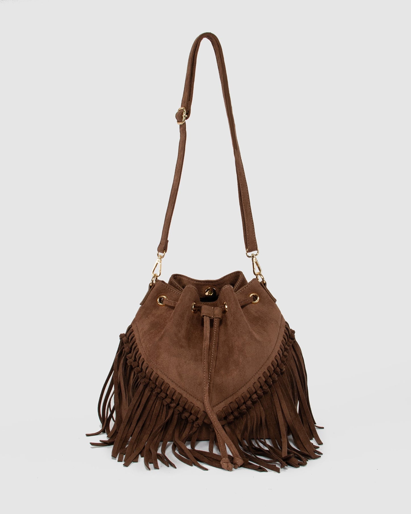 Colette by Colette Hayman Giselle Fringe Bucket Bag (Chocolate)