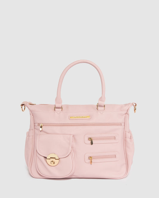 Colette PU Pocket and Zip Baby Bag (Fondant)
