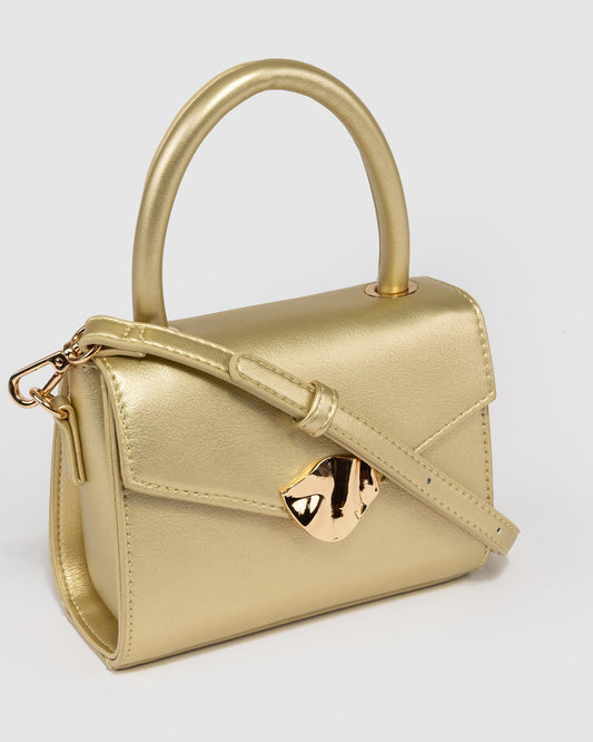 Image of Bags. Productname: Gold Kiki Clasp Mini Bag in Gold colour by brand - Colette