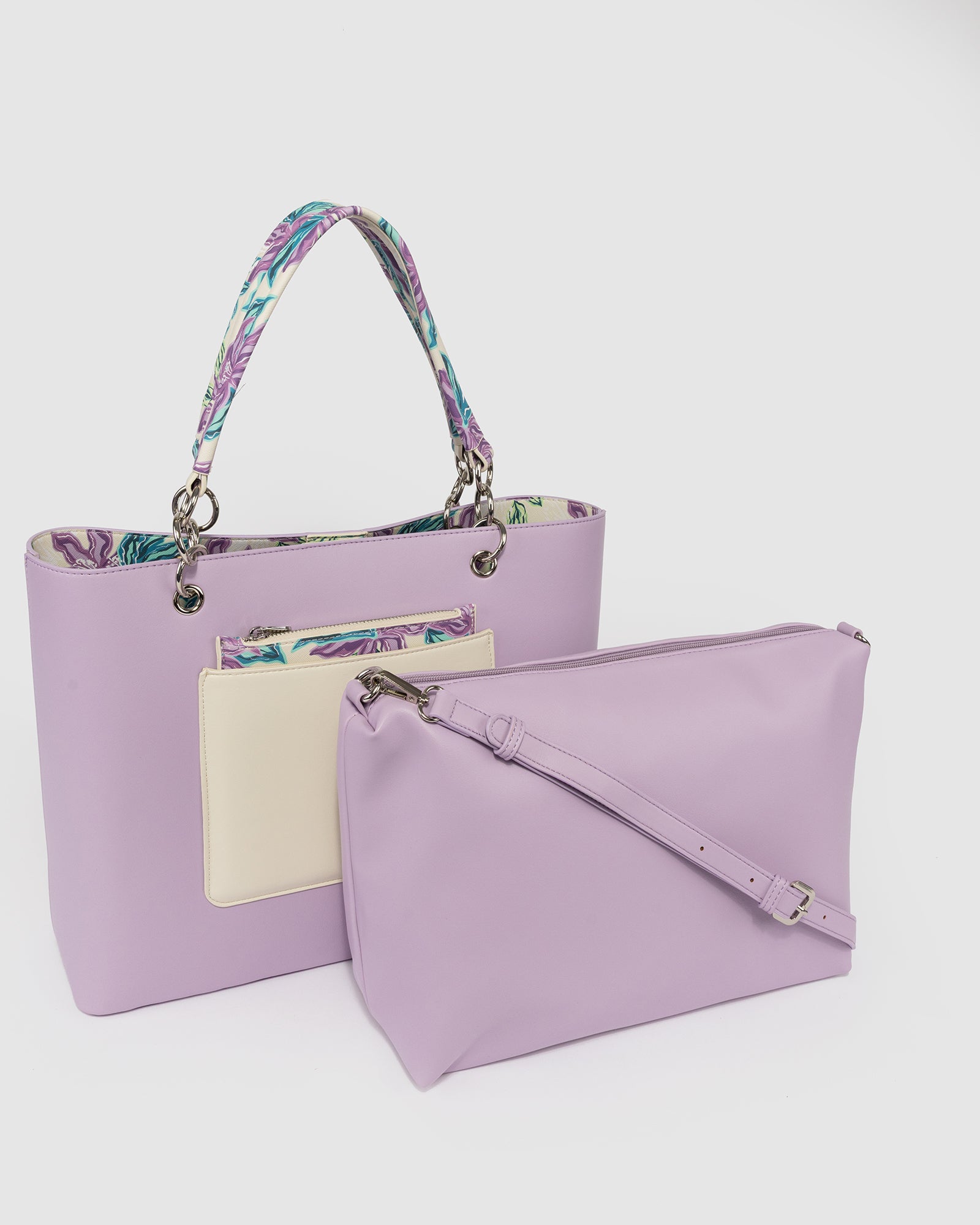 Image of Tote Bags. Productname: Purple Tia Pocket Tote in Purple colour by brand - Colette by Colette Hayman