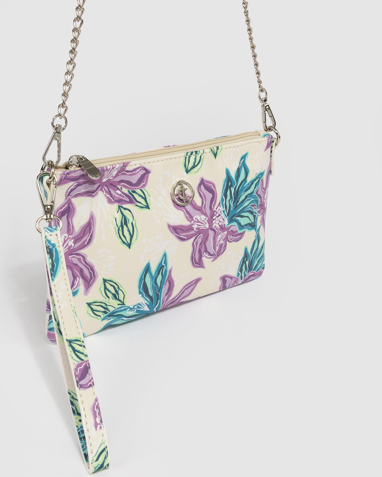Image of Bags. Productname: Multi Peta Chain Crossbody in Multi colour by brand - Colette by Colette Hayman