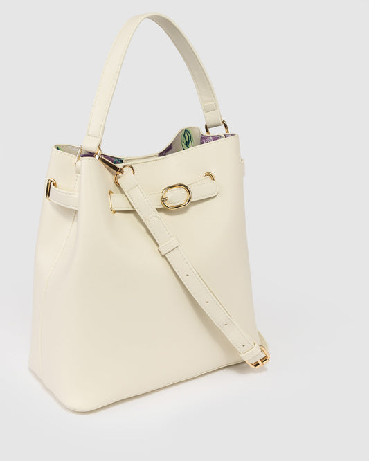 Image of Bucket Bags. Productname: Ivory Jordan Bucket Bag in Ivory colour by brand - Colette by Colette Hayman