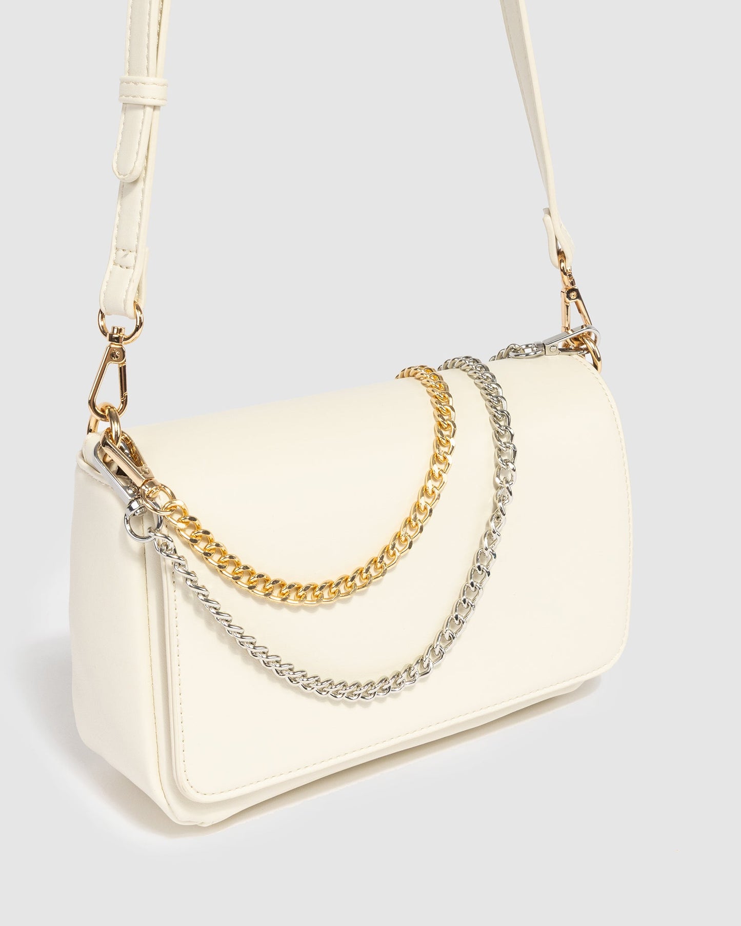 Image of Shoulder Bags. Productname: Ivory Vivica Double Chain Shoulder in Ivory colour by brand - Colette by Colette Hayman
