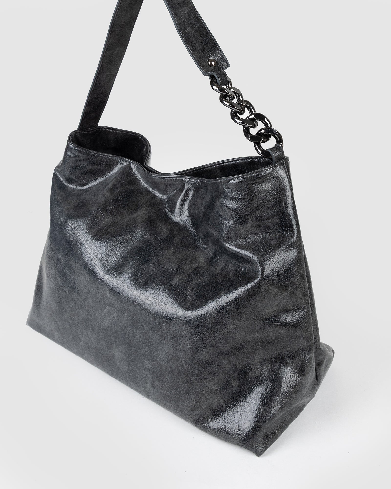 Image of Shoulder Bags. Product name - Grey Issey Slouch Bag in Black colour by brand - Colette by Colette Hayman