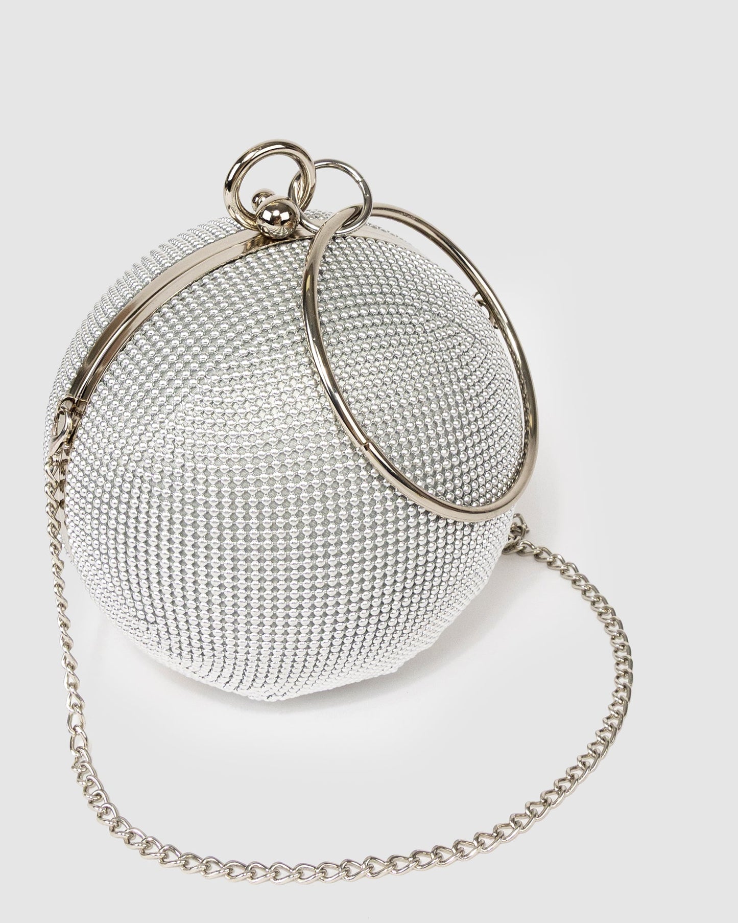 Image of Clutch Bags. Product name - Silver Miley Chain Clutch in Silver colour by brand - Colette by Colette Hayman