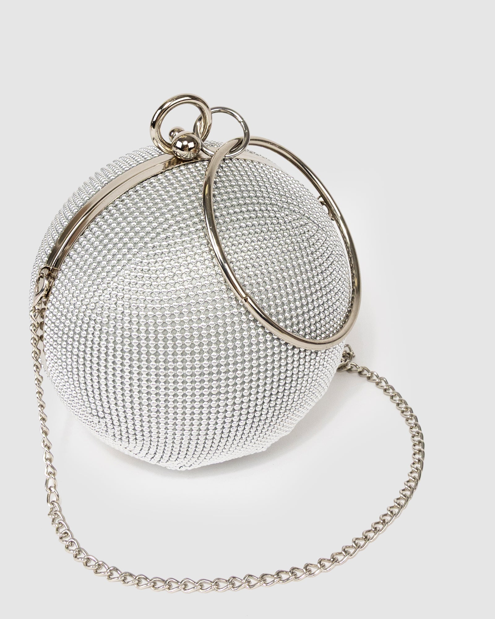 Image of Clutch Bags. Product name - Silver Miley Chain Clutch in Silver colour by brand - Colette by Colette Hayman