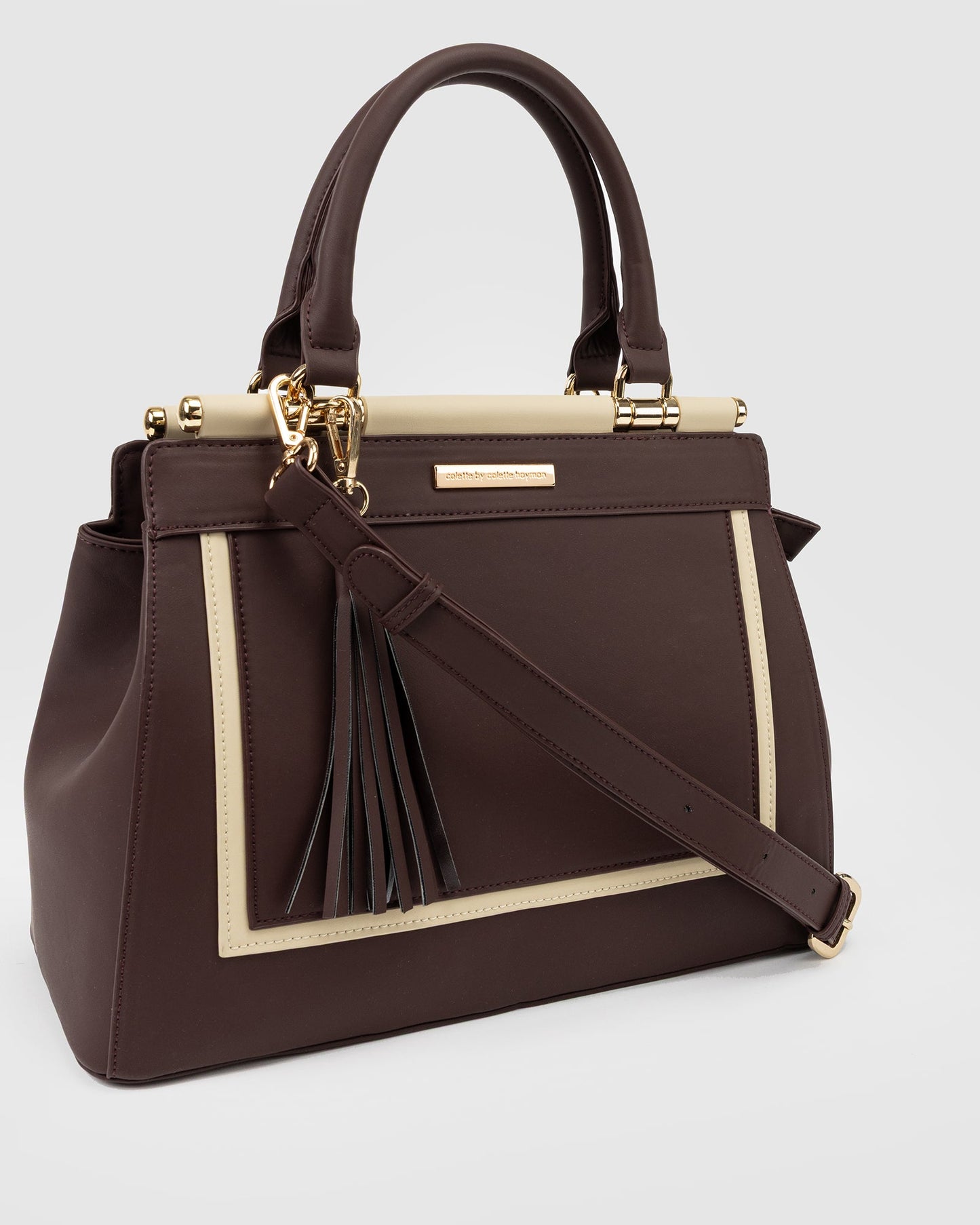 Image of Tote Bags. Product name - Brown Yevette Tassel Tote in Brown colour by brand - GROUP48