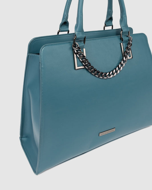 Image of Tote Bags. Product name - Teal Darcy Large Tote Bag in Teal colour by brand - Colette by Colette Hayman
