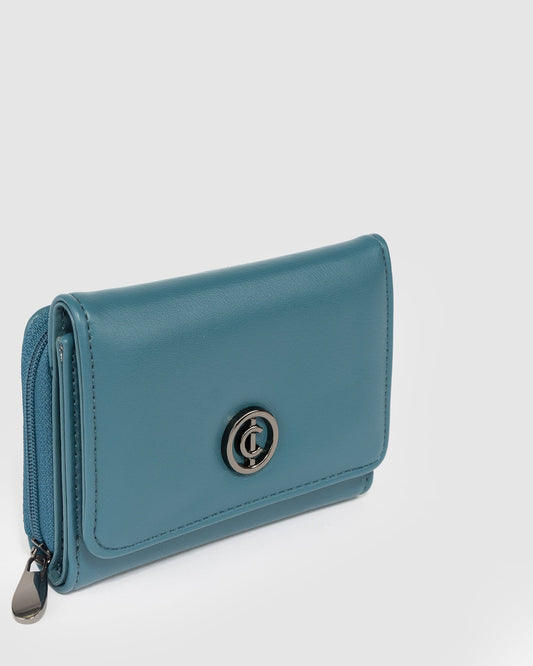 Image of Wallets. Product name - Teal Zuri Wallet in Teal colour by brand - Colette by Colette Hayman