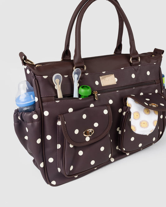 Image of Bags. Product name - Chocolate Double Pocket Baby Bag in Brown colour by brand - Colette by Colette Hayman