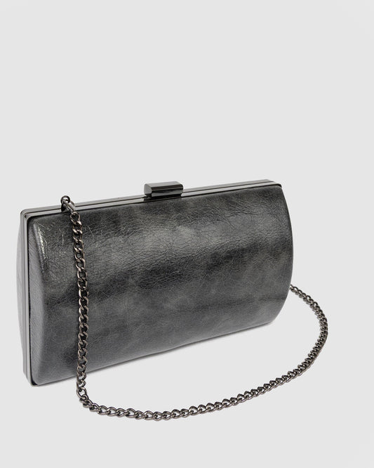Image of Clutch Bags. Product name - Grey Lilly Hardcase Clutch in Grey colour by brand - Colette by Colette Hayman