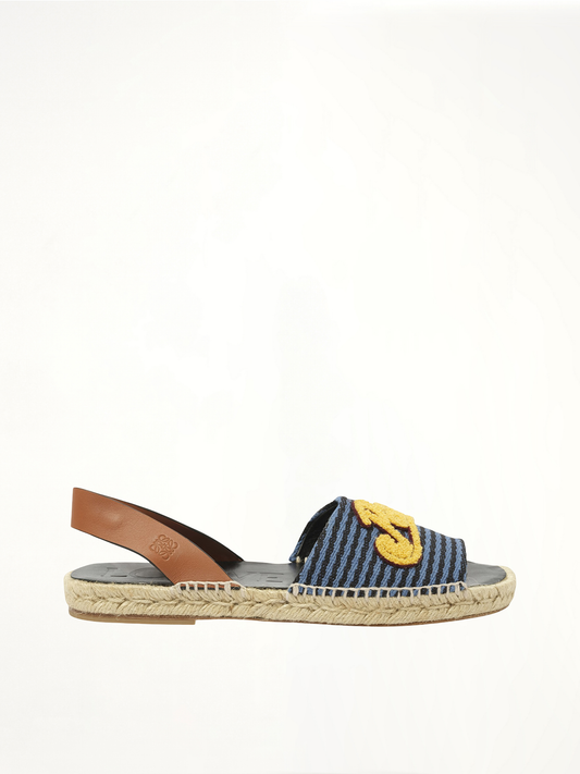 Image of Flats. Product name - Loewe x Paula Stripe Espadrille in Navy colour by brand - LOEWE