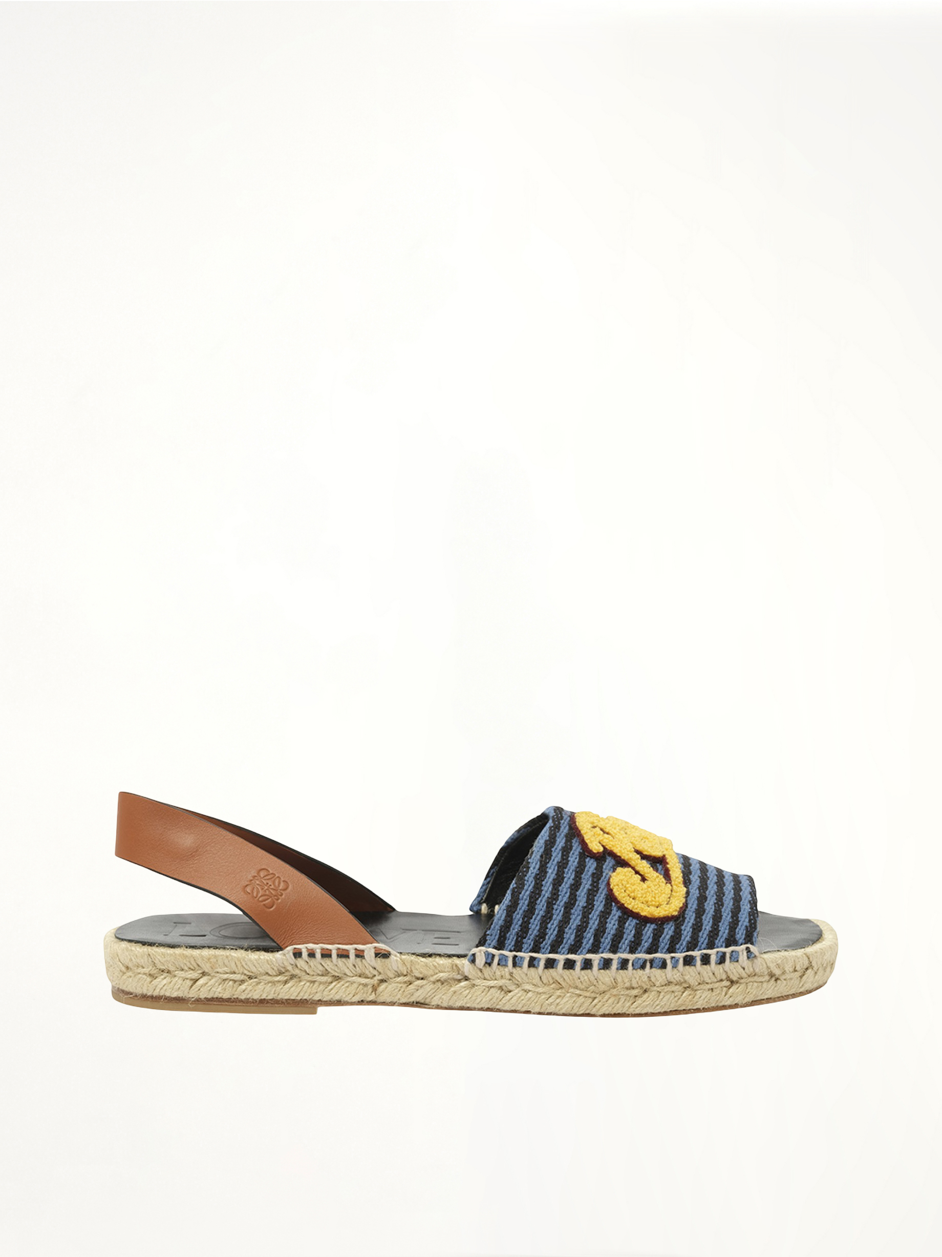 Image of Flats. Product name - Loewe x Paula Stripe Espadrille in Navy colour by brand - LOEWE
