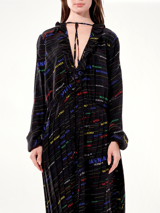 Image of Dresses. Productname: BALENCIAGA Ruffle Dress in BLACK colour by brand - BALENCIAGA