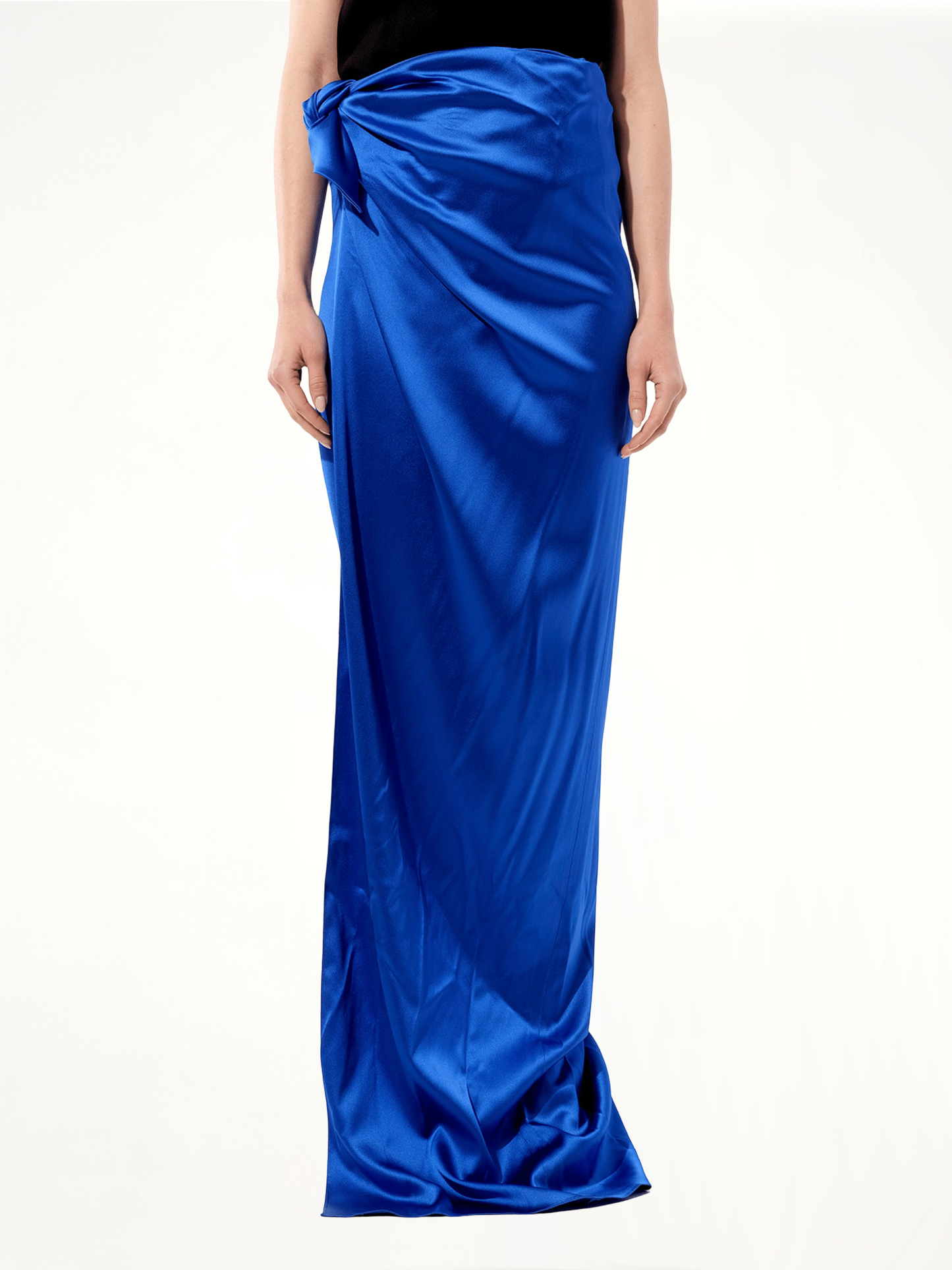 Image of a model wearing Skirts. Productname: BALENCIAGA Wrap Skirt in BLUE colour by brand - BALENCIAGA