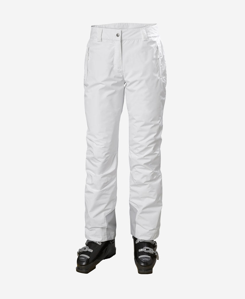 Image of a model wearing Pants. Product name - W BLIZZARD INSULATED PANT, White in White colour by brand - Helly Hansen