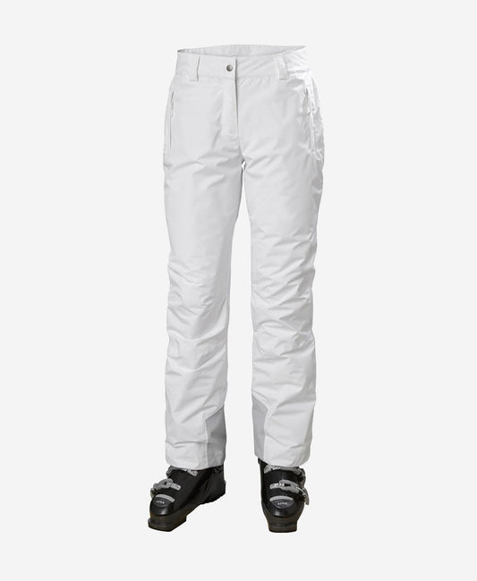 Image of a model wearing Pants. Product name - W BLIZZARD INSULATED PANT, White in White colour by brand - Helly Hansen