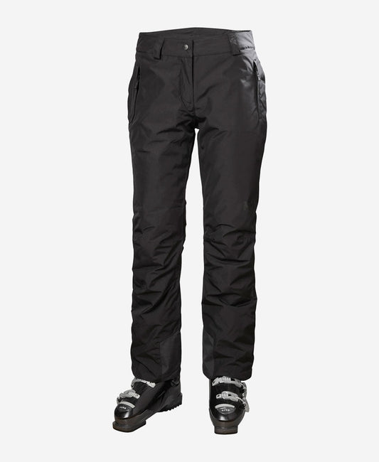 Image of a model wearing Pants. Product name - W BLIZZARD INSULATED PANT, Black in Black colour by brand - Helly Hansen