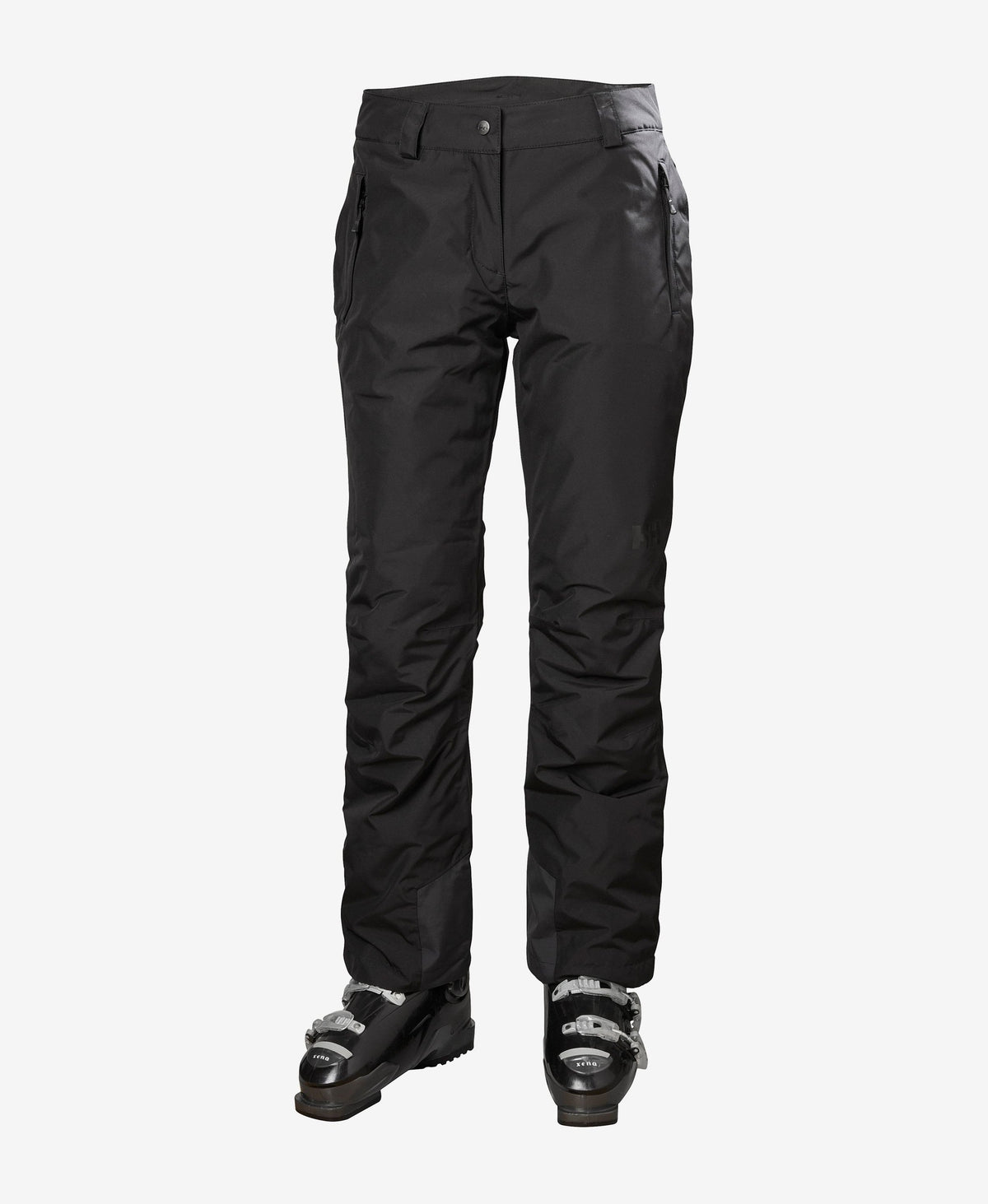 Image of a model wearing Pants. Product name - W BLIZZARD INSULATED PANT, Black in Black colour by brand - Helly Hansen