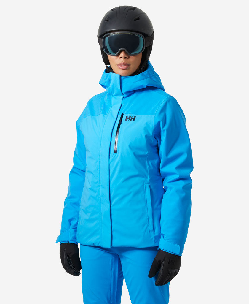 Image of Coats & Jackets. Product name - W SNOWPLAY JACKET, Cyan in Cyan colour by brand - Helly Hansen