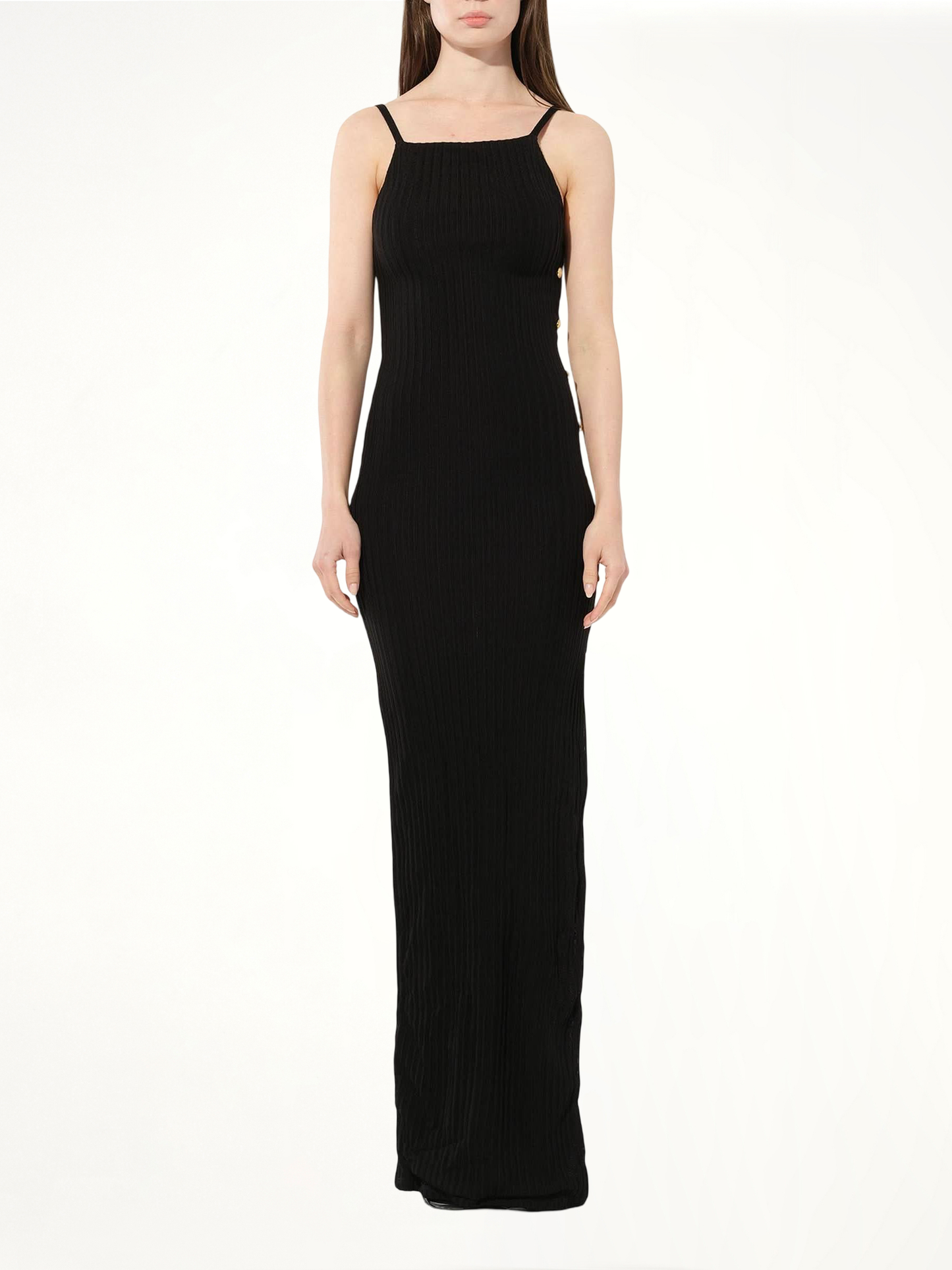 BALMAIN Side Button Strap Dress (Black)