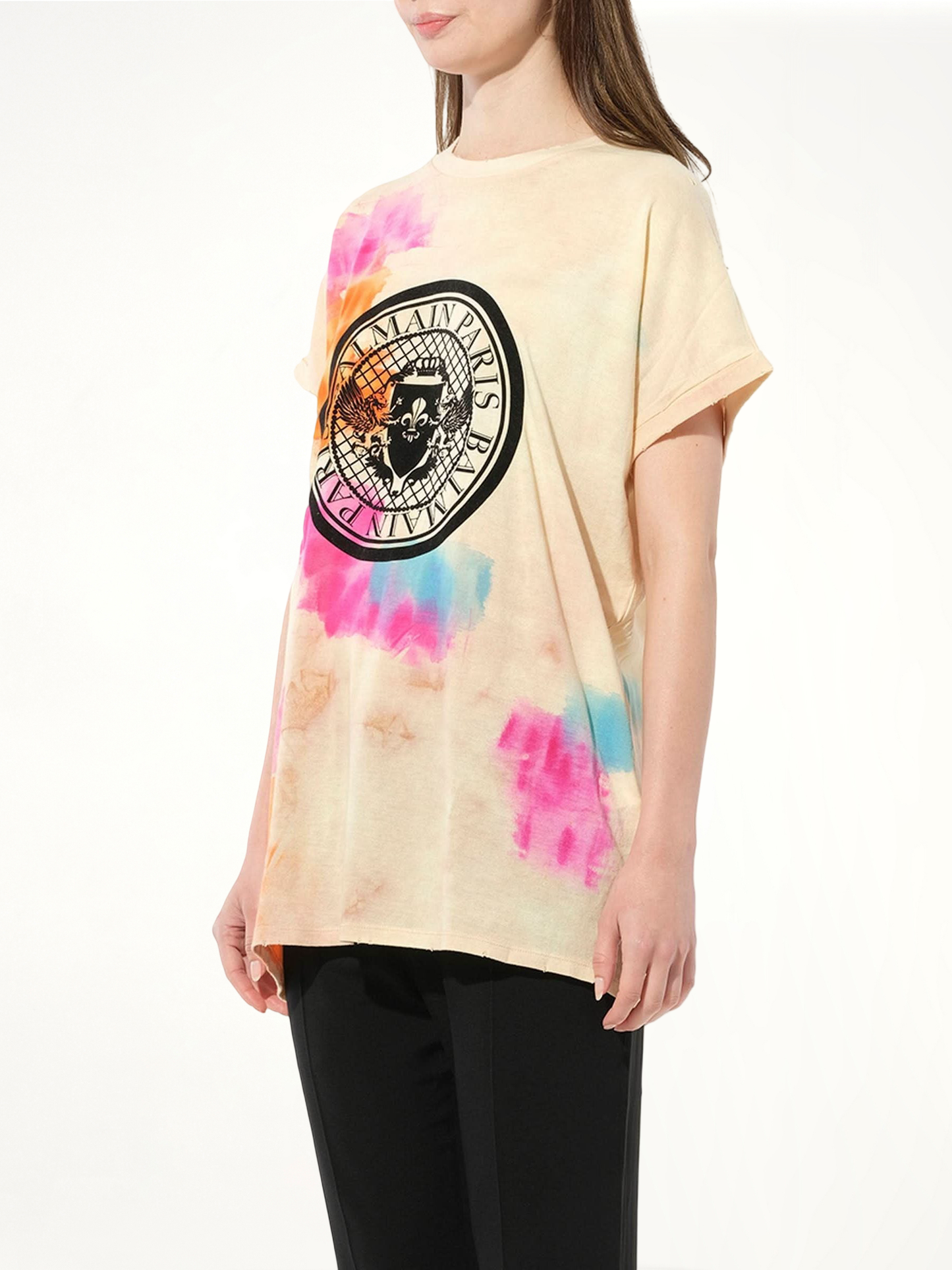 BALMAIN Tie-Dye Crest T-Shirt (Multicolour)