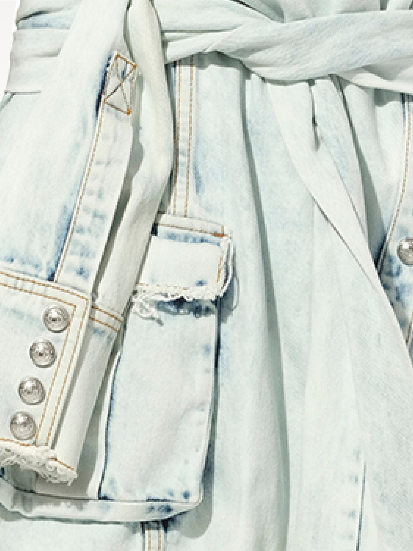 BALMAIN Knotted Denim Skirt (White)