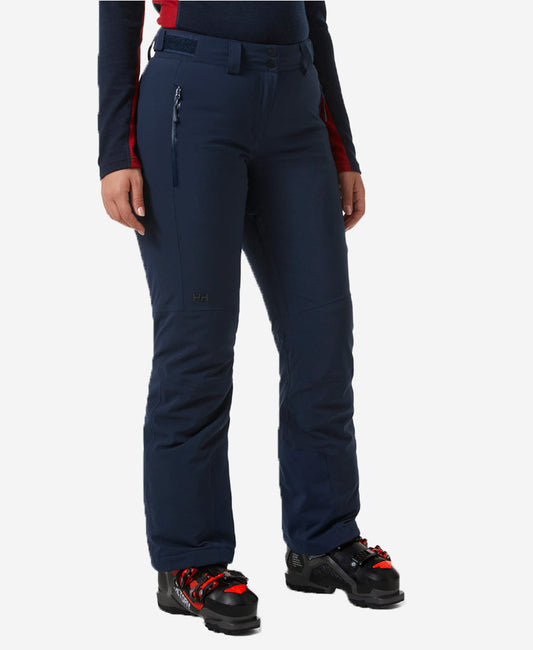 Image of a model wearing Pants. Product name - W ALPHELIA 2.0 PANT, Navy in Navy colour by brand - Helly Hansen