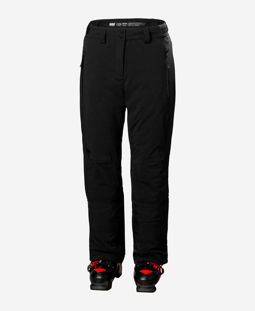 Image of a model wearing Pants. Product name - W ALPHELIA 2.0 PANT, Black in Black colour by brand - Helly Hansen