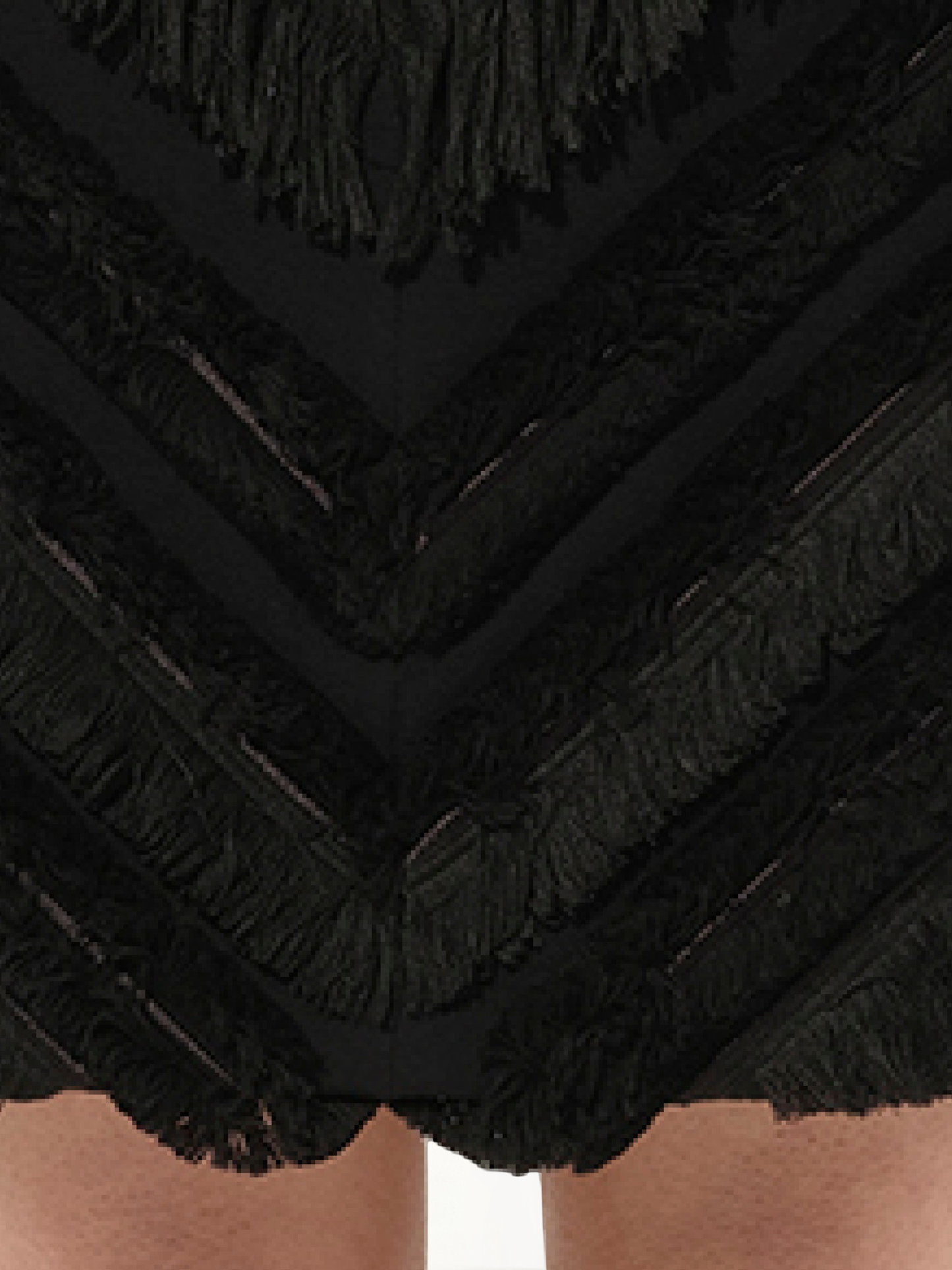 BALMAIN Chevron Fringed Mini Skirts (Black)