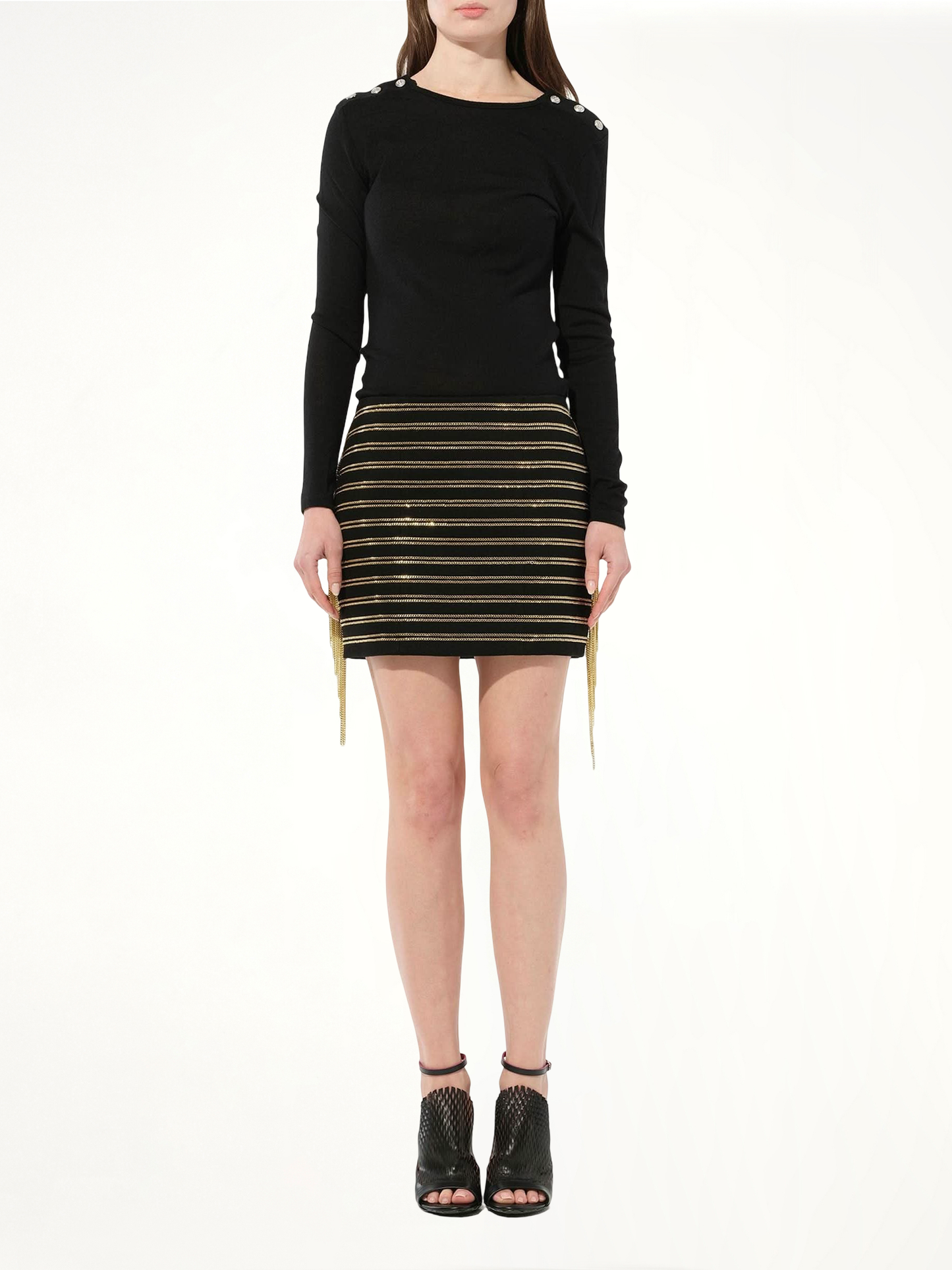 BALMAIN Chain Embellished Skirt (Black)