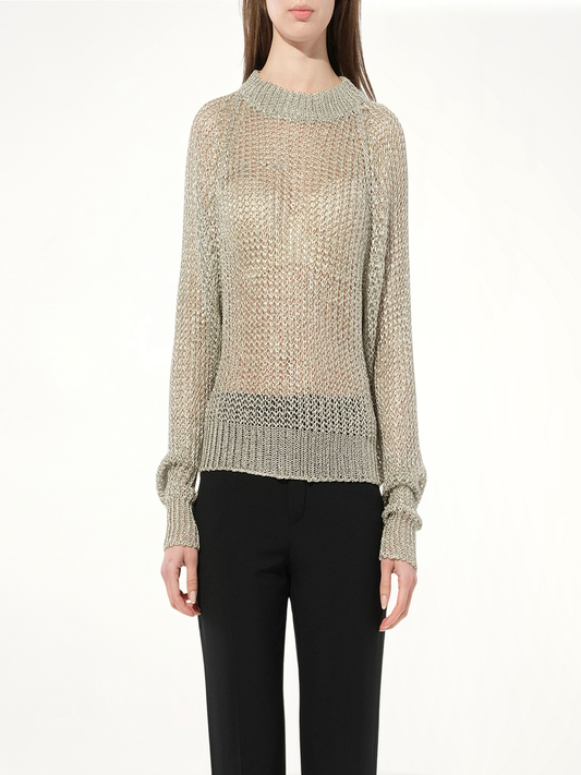 Image of a model wearing Outerwear. Productname: BALMAIN Knit Jumper in SILVER colour by brand - BALMAIN