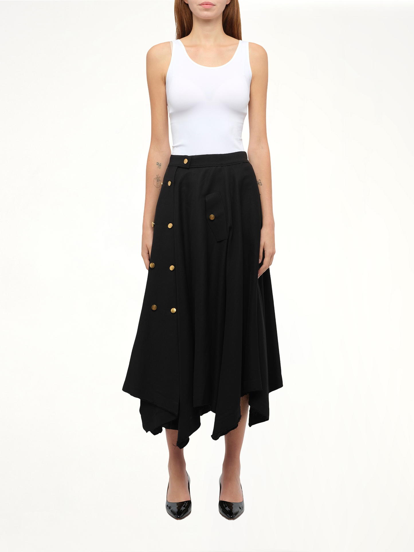 LOEWE Gold Button Skirt (Black)