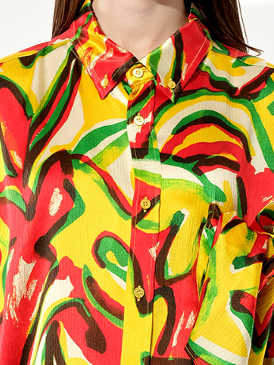 BALENCIAGA Scarf Flower Shirt (Red)