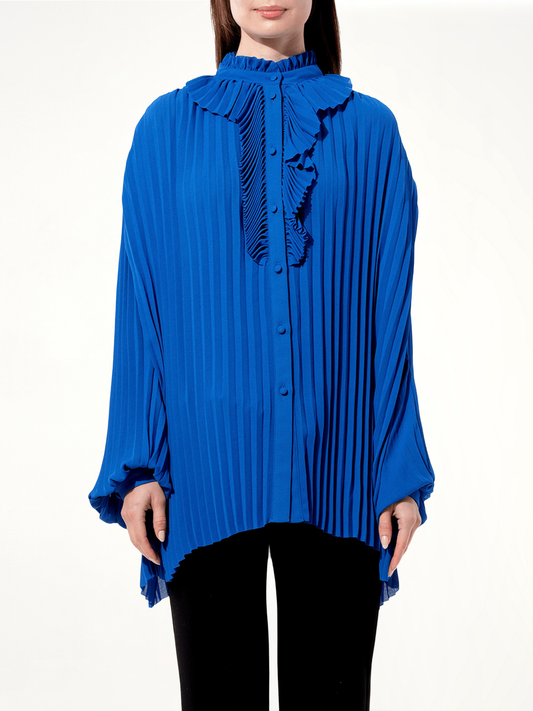 Image of a model wearing Tops. Productname: BALENCIAGA Georg Shirt in BLUE colour by brand - BALENCIAGA