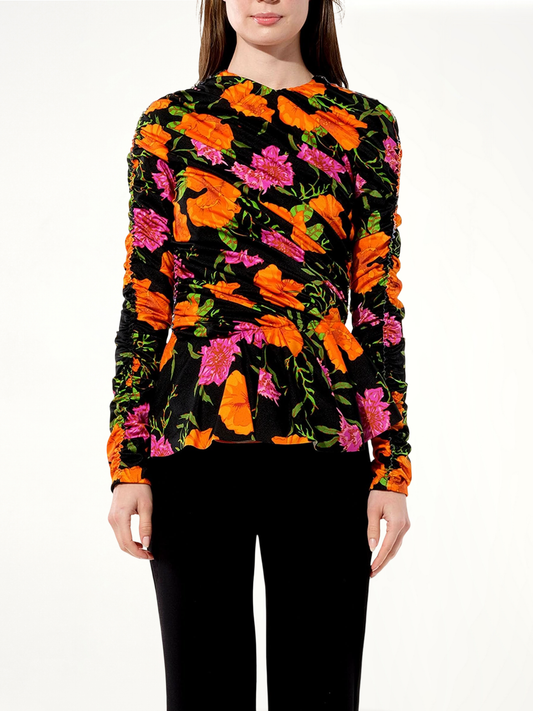 Image of a model wearing Tops. Productname: BALENCIAGA Oeillet Top in BLACK colour by brand - BALENCIAGA