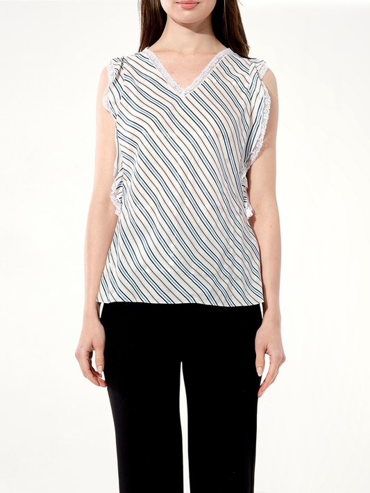 Image of a model wearing Tops. Productname: BALENCIAGA College Top in BLUE colour by brand - BALENCIAGA