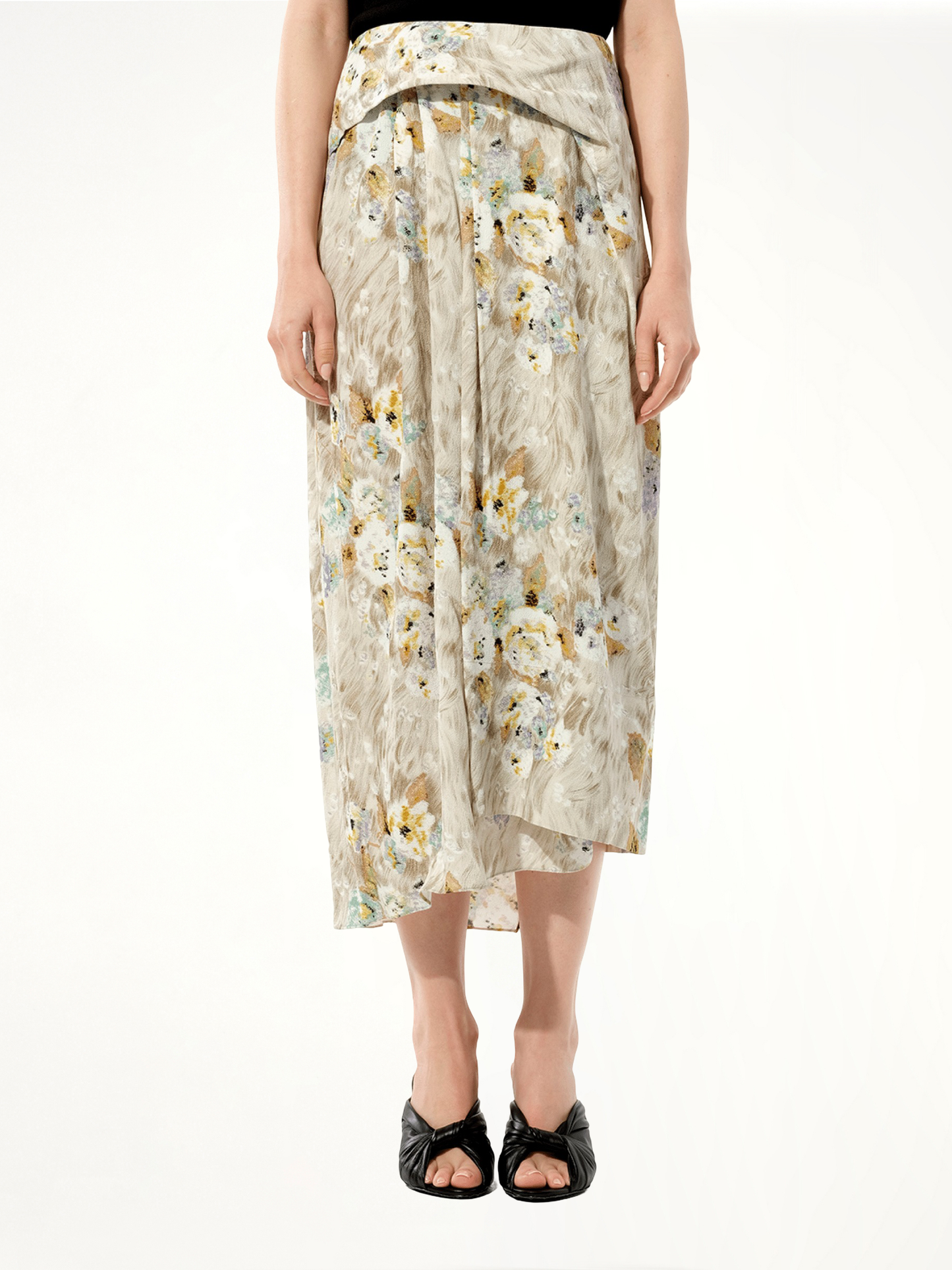 Image of a model wearing Skirts. Productname: BALENCIAGA Aquarelle Skirt in MULTICOLOR colour by brand - BALENCIAGA
