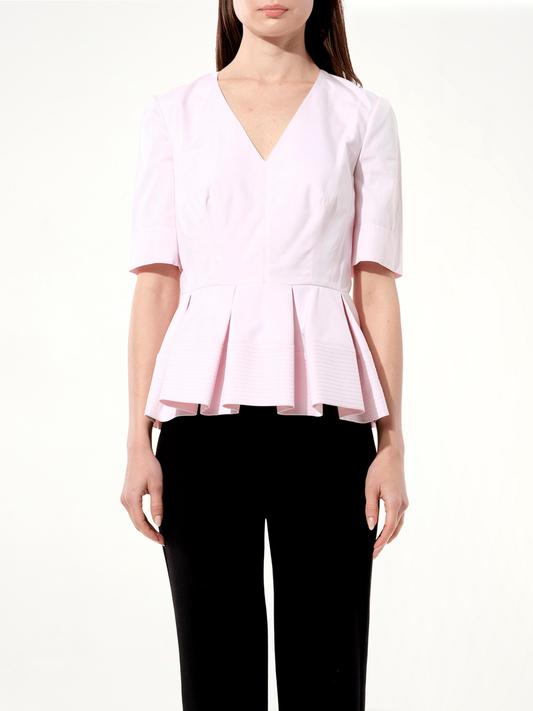Image of a model wearing Tops. Productname: BALENCIAGA Oxford Top in PINK colour by brand - BALENCIAGA