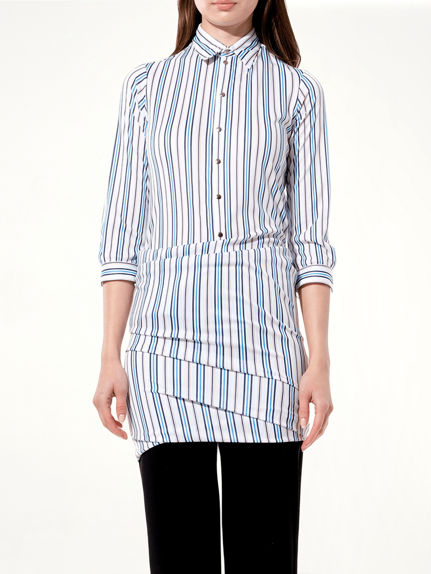 Image of a model wearing Tops. Productname: BALENCIAGA College Shirt in BLACK colour by brand - BALENCIAGA