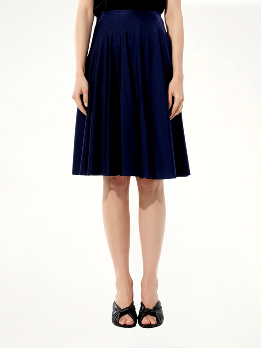 Image of a model wearing Skirts. Productname: BALENCIAGA Spandex Skirt in NAVY colour by brand - BALENCIAGA