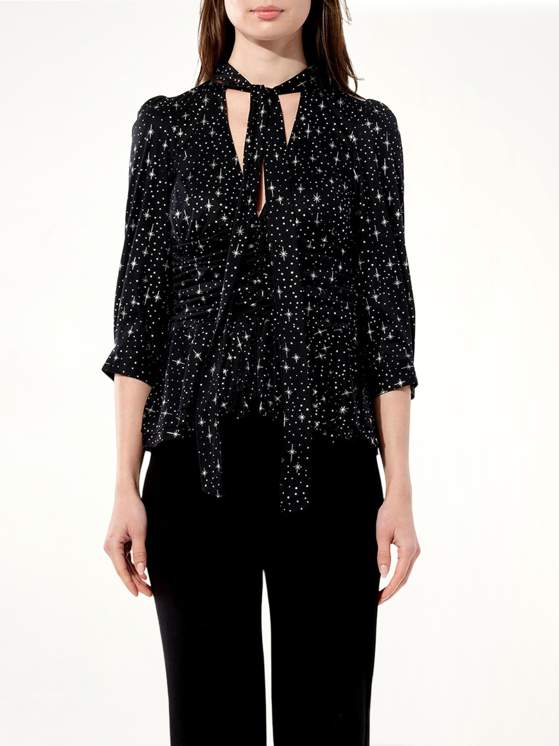 Image of a model wearing Tops. Productname: BALENCIAGA Etoile Top in BLACK colour by brand - BALENCIAGA