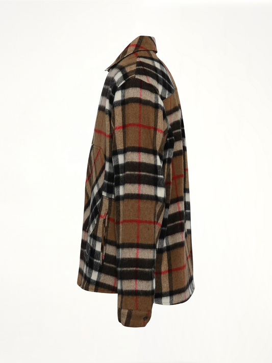 WE11DONE Check Anorak Wool Shirt (Brown)