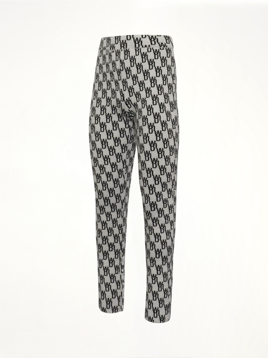 WE11DONE Fitted Knit Side Open Jacquard Trouser (White)