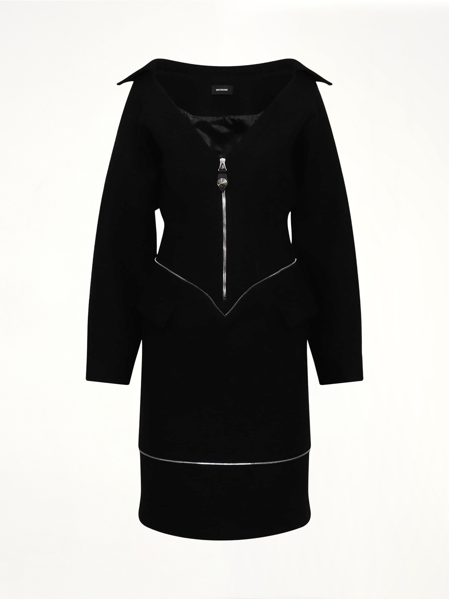 Image of Dresses. Productname: WE11DONE Off-Shoulder Neck Line Dress in Black colour by brand - WE11DONE