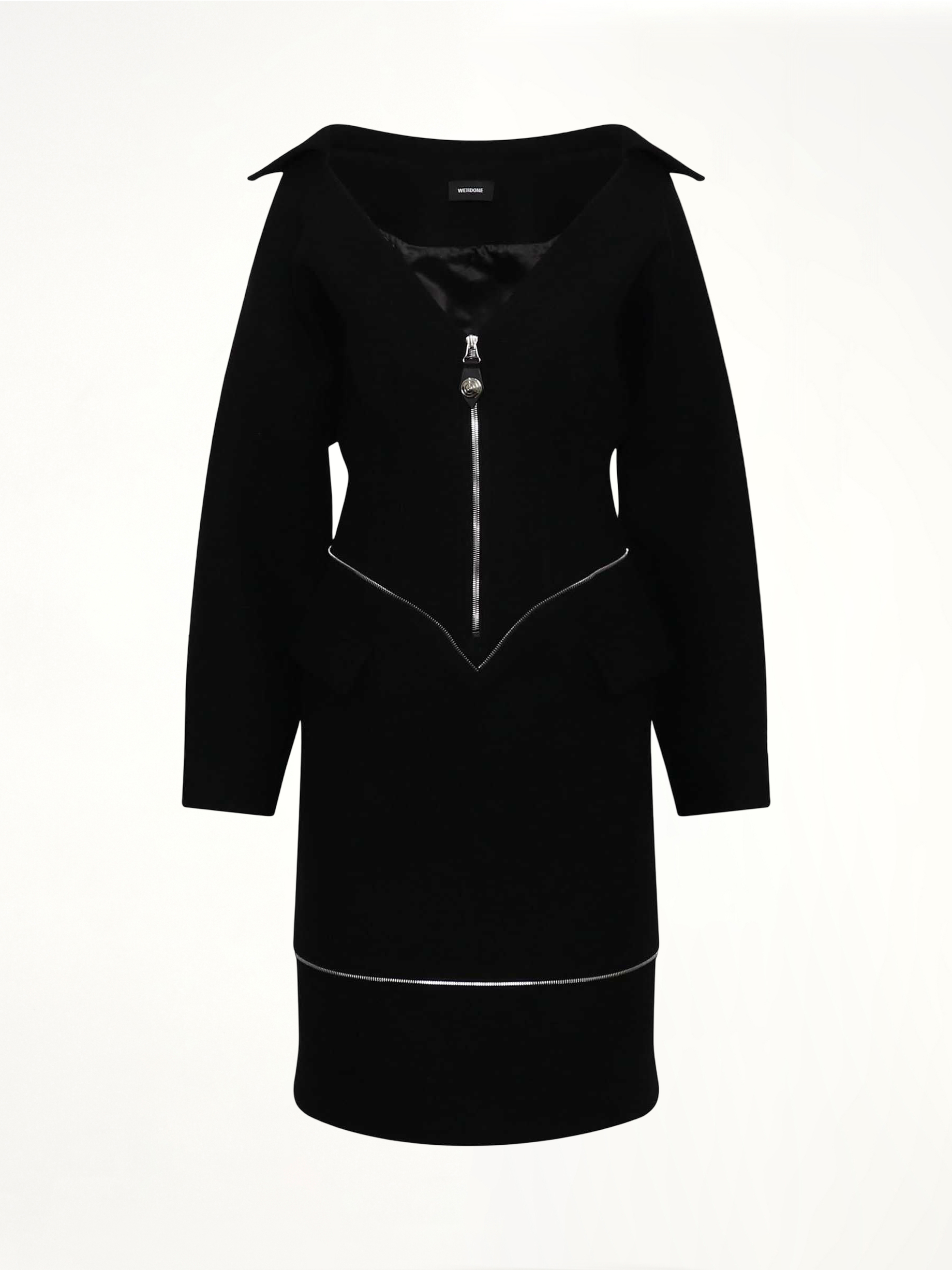 Image of Dresses. Productname: WE11DONE Off-Shoulder Neck Line Dress in Black colour by brand - WE11DONE