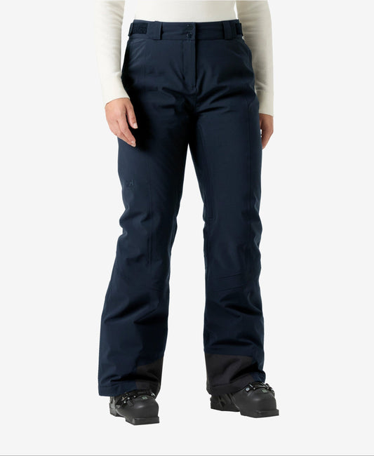 Image of a model wearing Pants. Product name - W ALPHELIA INS PANT, Navy in Navy colour by brand - Helly Hansen