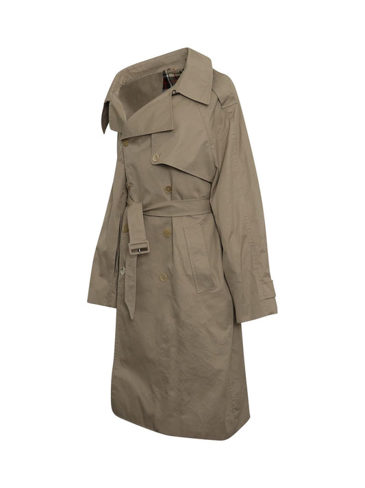 BALENCIAGA Off Shoulder Trench Coat (Beige)