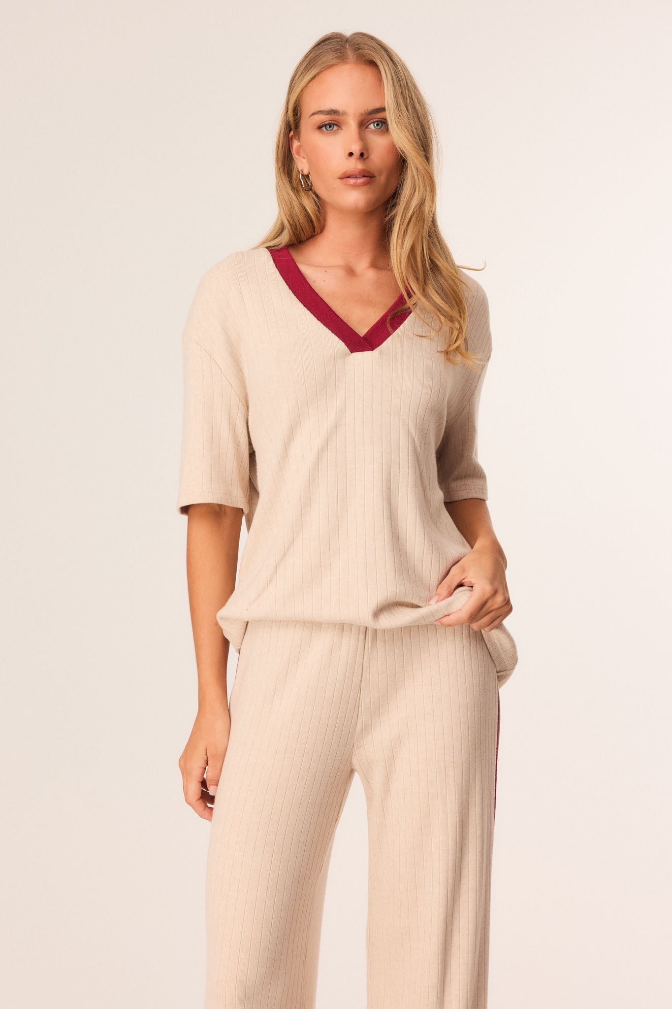 Image of T-Shirts. Productname: SNDYS HARLYNN TOP in Sand colour by brand - SNDYS