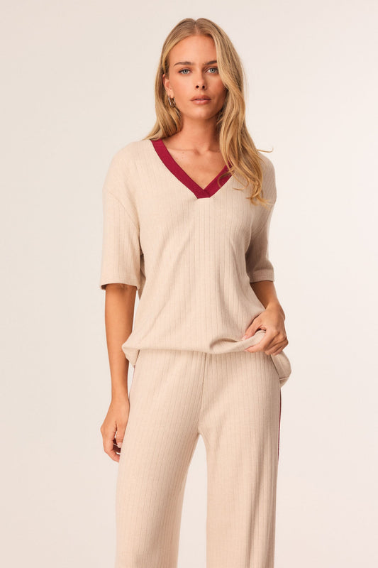 Image of T-Shirts. Productname: SNDYS HARLYNN TOP in Sand colour by brand - SNDYS